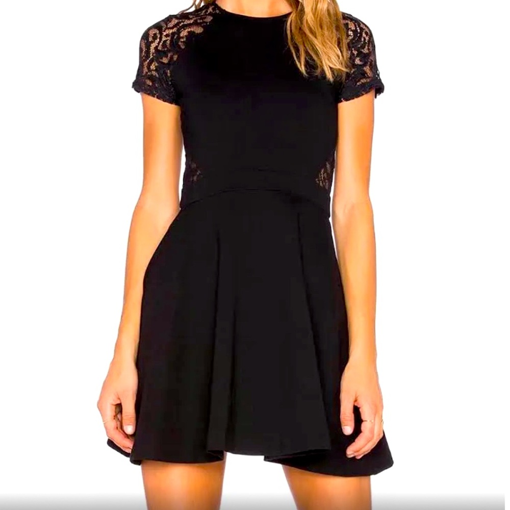PARKER - Black fit and flare lace dress